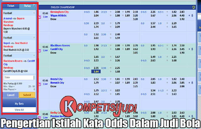 Pengertian Istilah Kata Odds Dalam Judi Bola